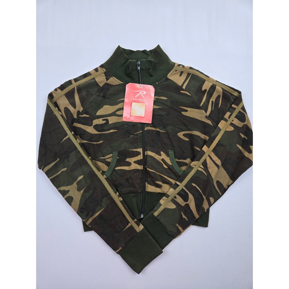 Rothco Womens Medium Woodland Camo Full Zip Sweatshirt Vintage Military NOS NWT